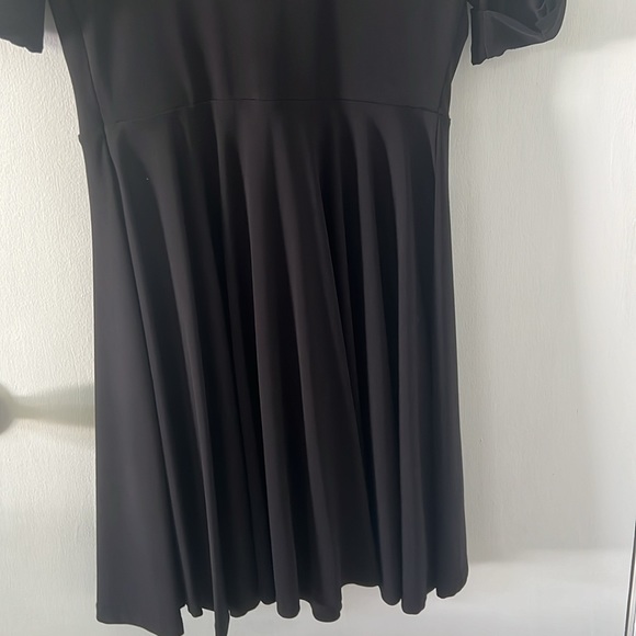 Express black dress Size 6. Scoop back and gold button on rolled sleeves. - Picture 6 of 6